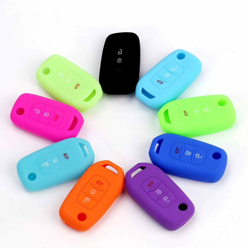 2019 silicone car key case for Renault 3 buttons Clio Scenic Megane Duster Sandero Captur Twingo remote control cover shell | Автомобили и