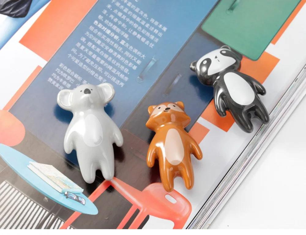 Мультяшный медведь Милая не обесцвечивающаяся мебельная керамическая ручка детская комната Начальная школа детский сад класс ручной работы цвет