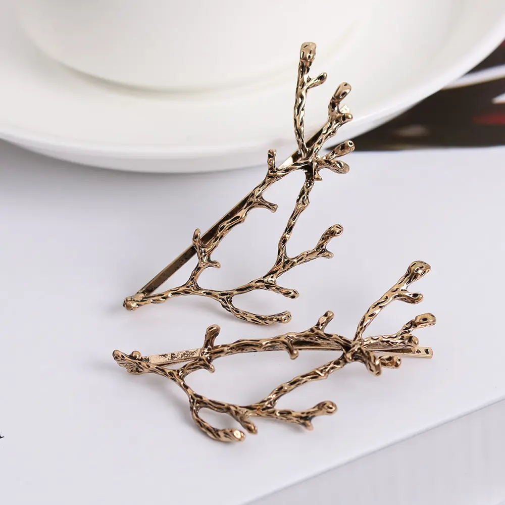 

2Pc/Set Branch Leaves Metal Jewelry Women Girls Metal Branch Leaves Hairpin Barrettes Bobby Pin Accessories hairpins G0307