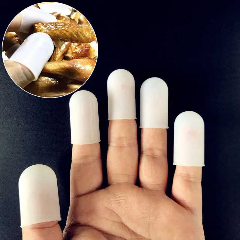 

Newly Silicone Fingers Cover Cap Fingertip Protector Insulation Anti-skid Set For Kitchen Barbecue TE889