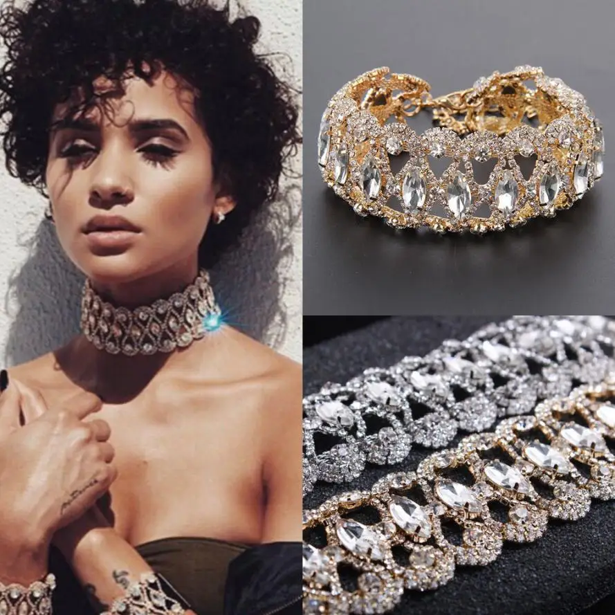 2017 Noble Stylish Full Crystal Rhinestone Choker Collar Necklace