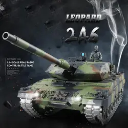 HengLong rc Танк Леопард 2A6 бронированный автомобиль 2,4 г радио управление боевой танк с BB/Smok/Звук электронная модель игрушки хобби