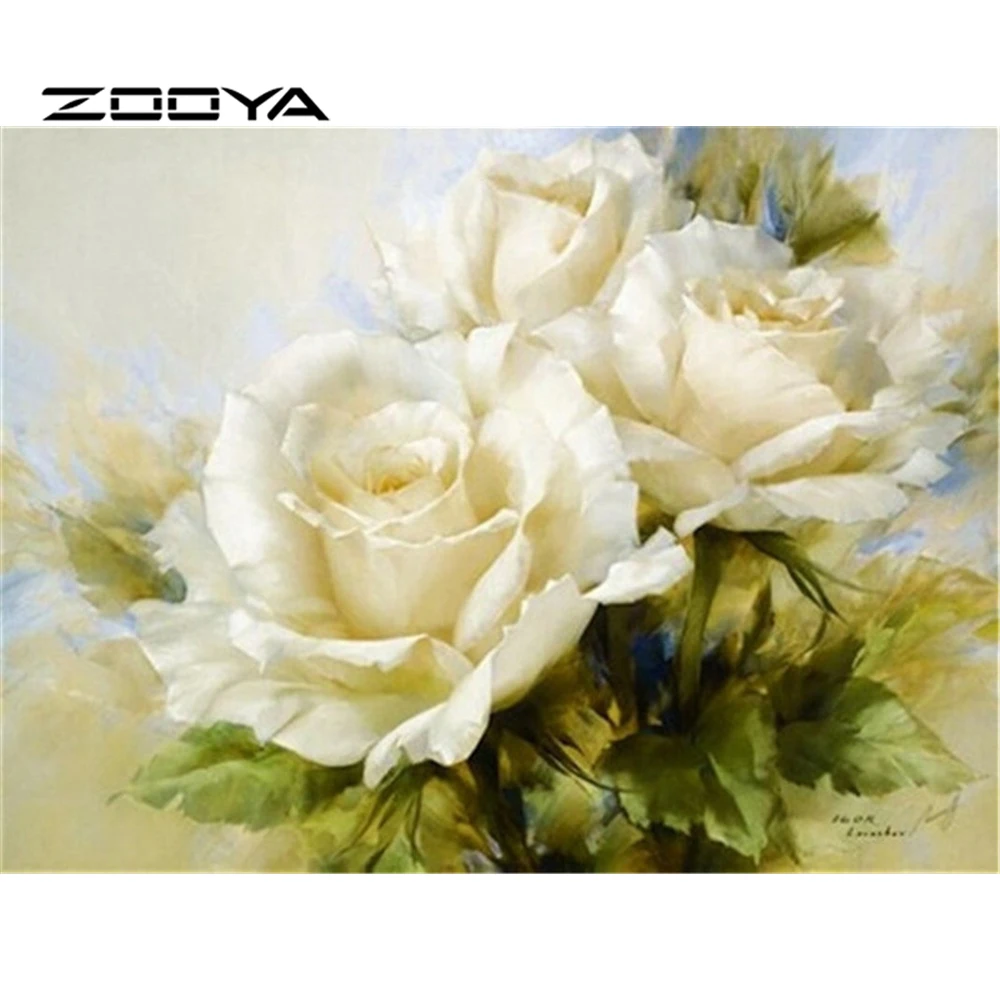 ZOOYA Алмазная картина цветы Роза маслом полная Вышивка Узор Стразы Декор