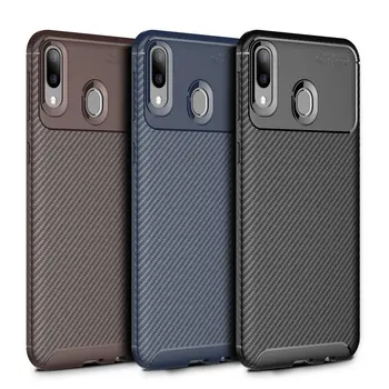 

50pcs/lot For Galaxy M30 Case Carbon Fiber Shockproof Rugger Armor TPU Case For Samsung Galaxy M10 M20