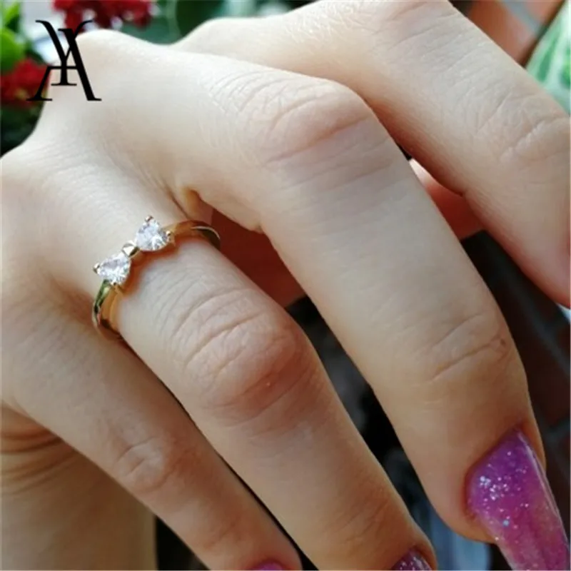 

AY Fashion Austria Crystal Ring Finger Bow Ring Wedding Engagement Cubic Zirconia Rings For Women Statement Jewelry Wholesale