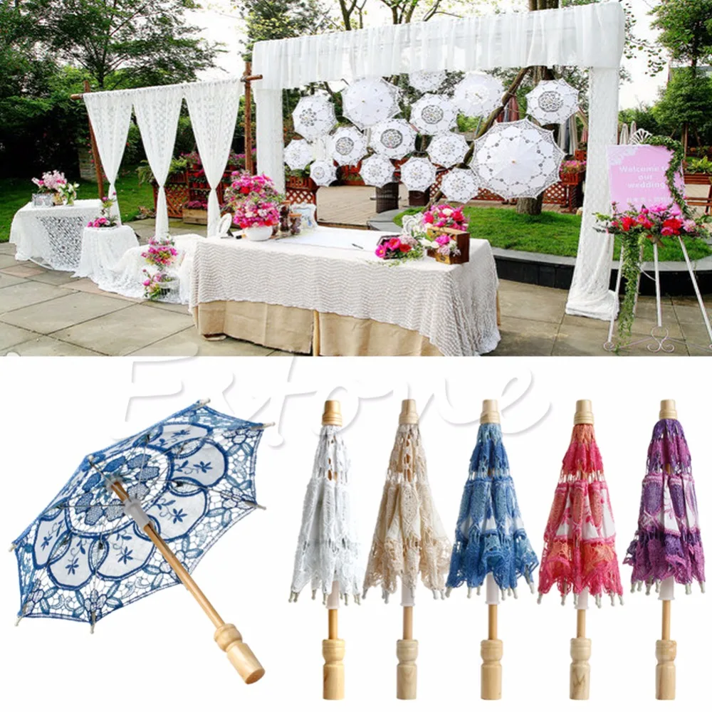 Embroidered Lace Parasol Umbrella Wedding Umbrellas