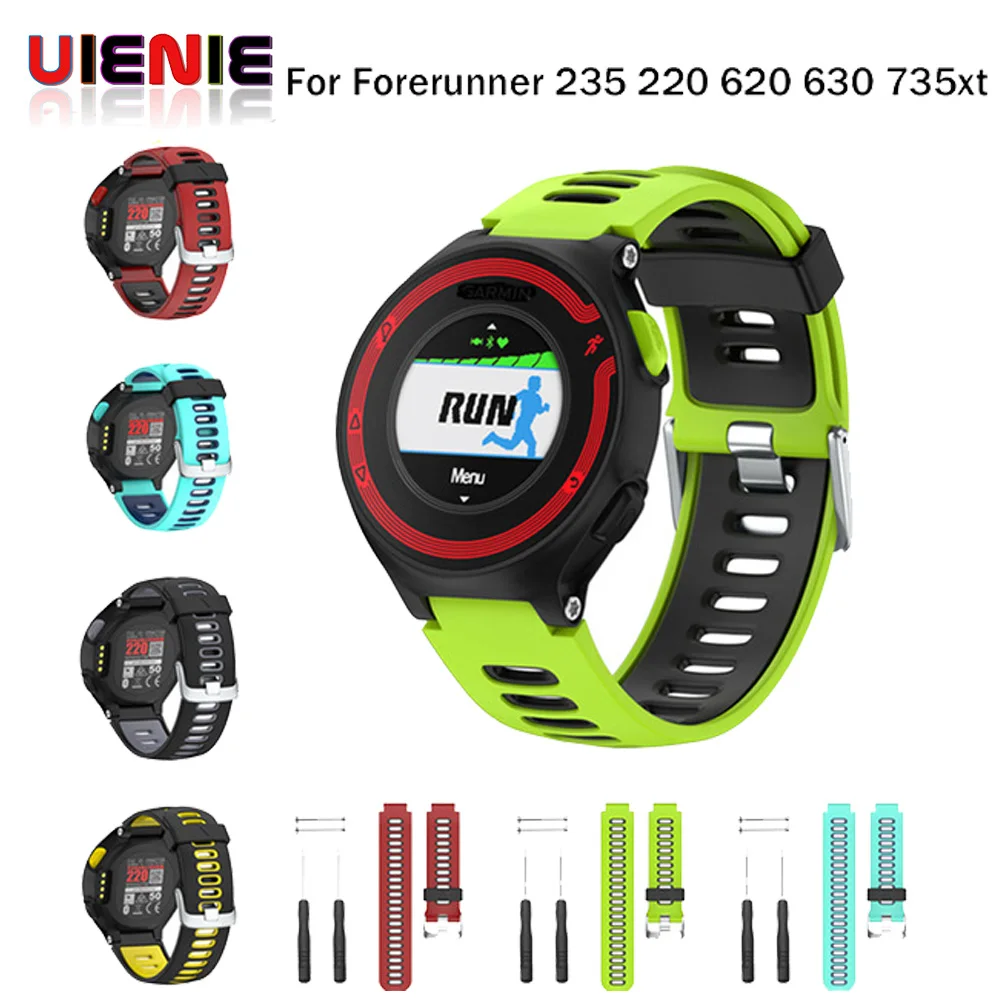 UIENIE New Replacement Silicone Watch Band Outdoor Sport Watchstrap for Garmin Forerunner 735XT/220/230/235/620/630 @JH | Наручные часы
