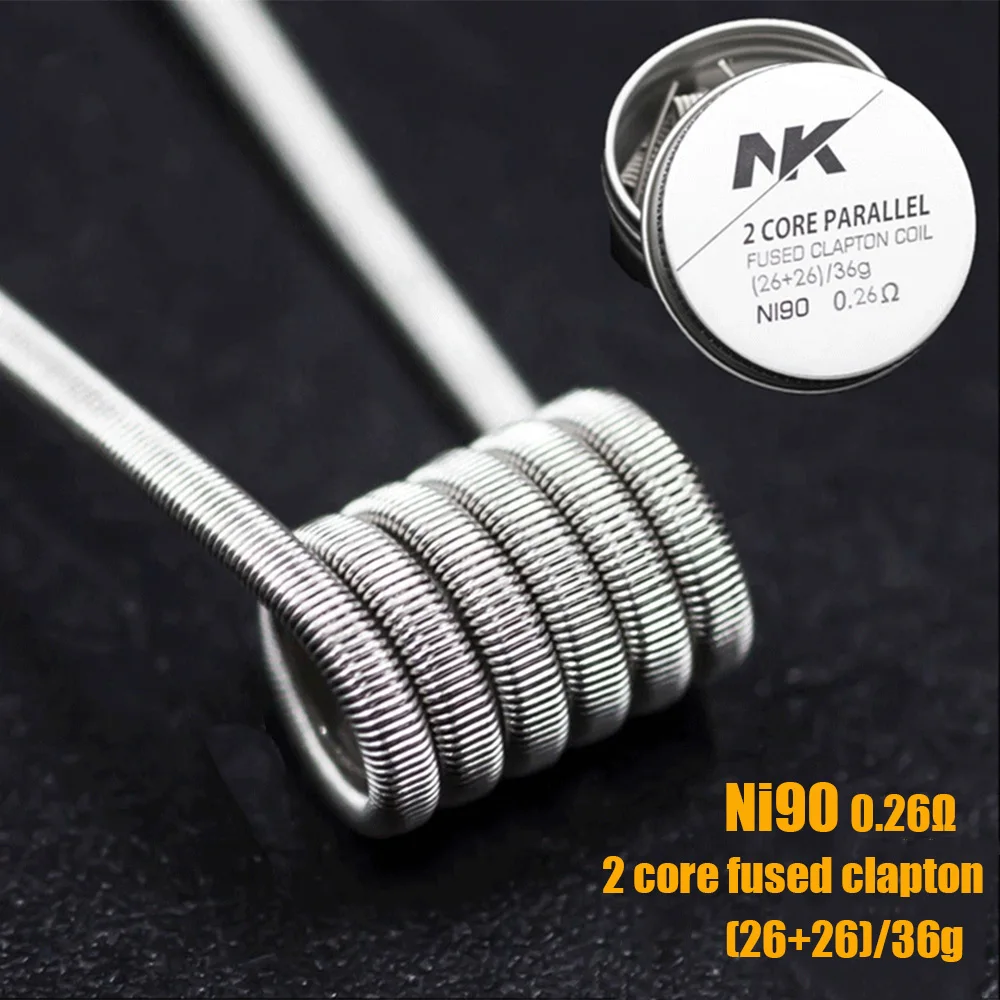 

Ni90 2/3 Core Fused Clapton Coil 6 pcs/box RDA RTA Atomizer DIY Prebuilt Coils Electronic Cigarette Vape Pen Accessory