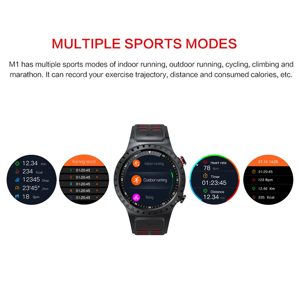 696 M1 Smart Watch Support SIM Card Bluetooth Call Compass GPS Watch IP67 Waterproof Multiple Sport Modes Long Time Standby