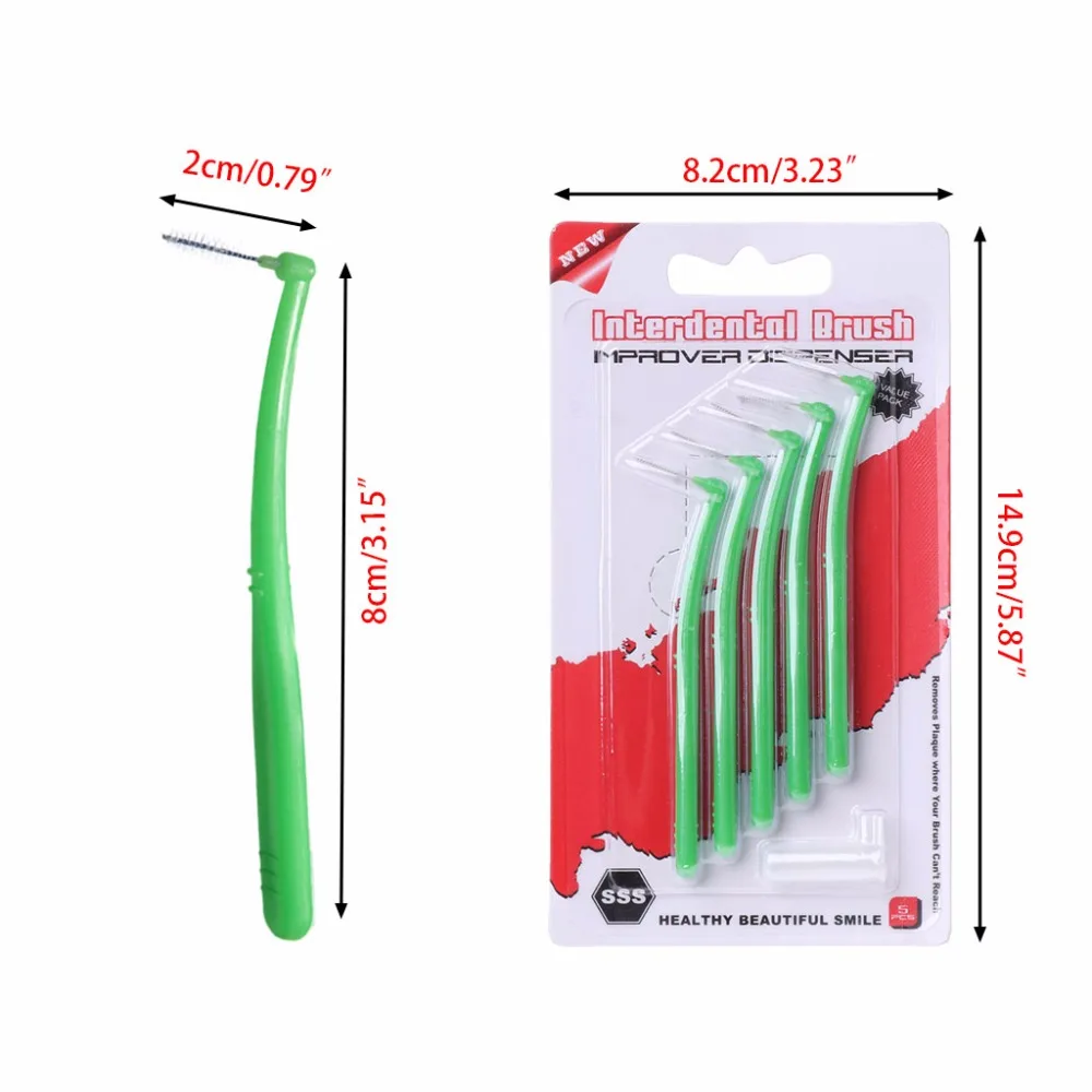 5 шт. l-образные межзубные щетки зубные щетки мягкие стоматологические межзубные уход за полостью рта 8x2 см
