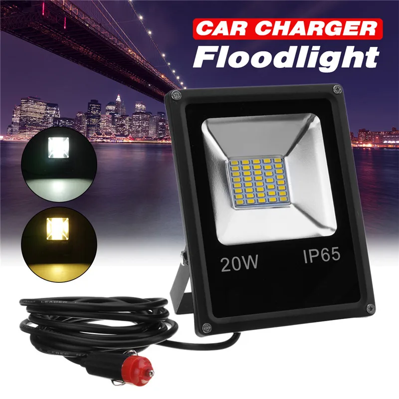 

Mising DC 12V-24V LED Floodlight 10W Spot Light Work Lamp with Car Charger Waterproof for Camping Travel