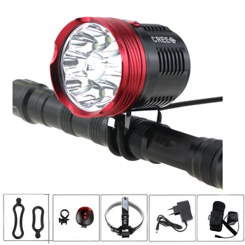 

8.4V 20000LM Cycling Bike FlashLight 10xCREE XM-T6 LED Bicycle Handlamp + 20000mah 26650 Battery Pack +Charger+ laser rear light
