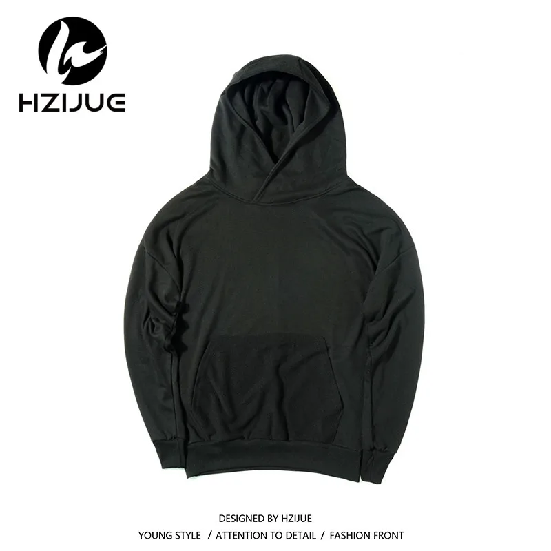 HZIJUE 2018 streetwear hoodie Classic Basic solid pure color oversize baggy Justin Bieber man Men Hip Hop cotton hoodies black