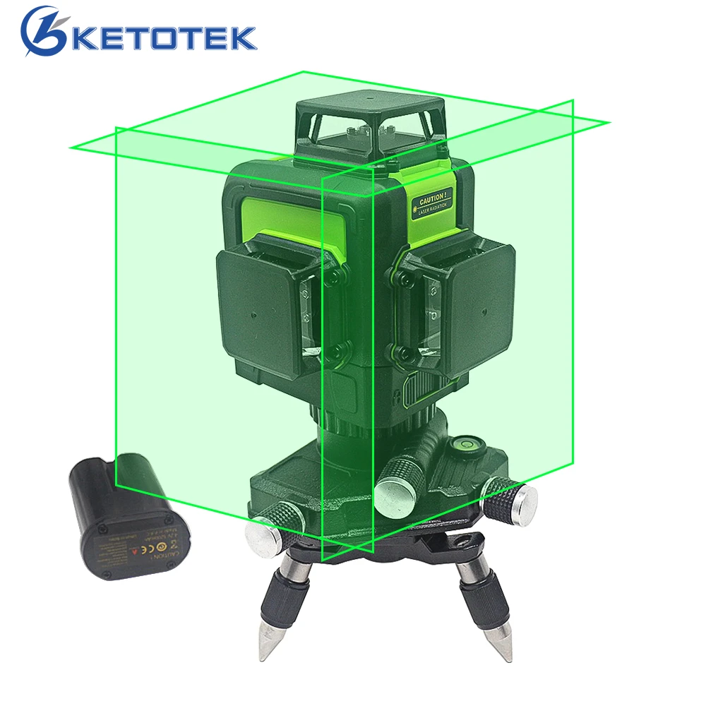 Ketotek 3D 12 Lines Green Laser Level Self-Leveling 360 degree Horizontal Vertical Cross Rechargeable Battery Outdoor Pulse Mode Ketotek 3D 12 Lines Green Laser Level Self-Leveling 360 degree Horizontal Vertical Cross Rechargeable Battery Outdoor Pulse Mode