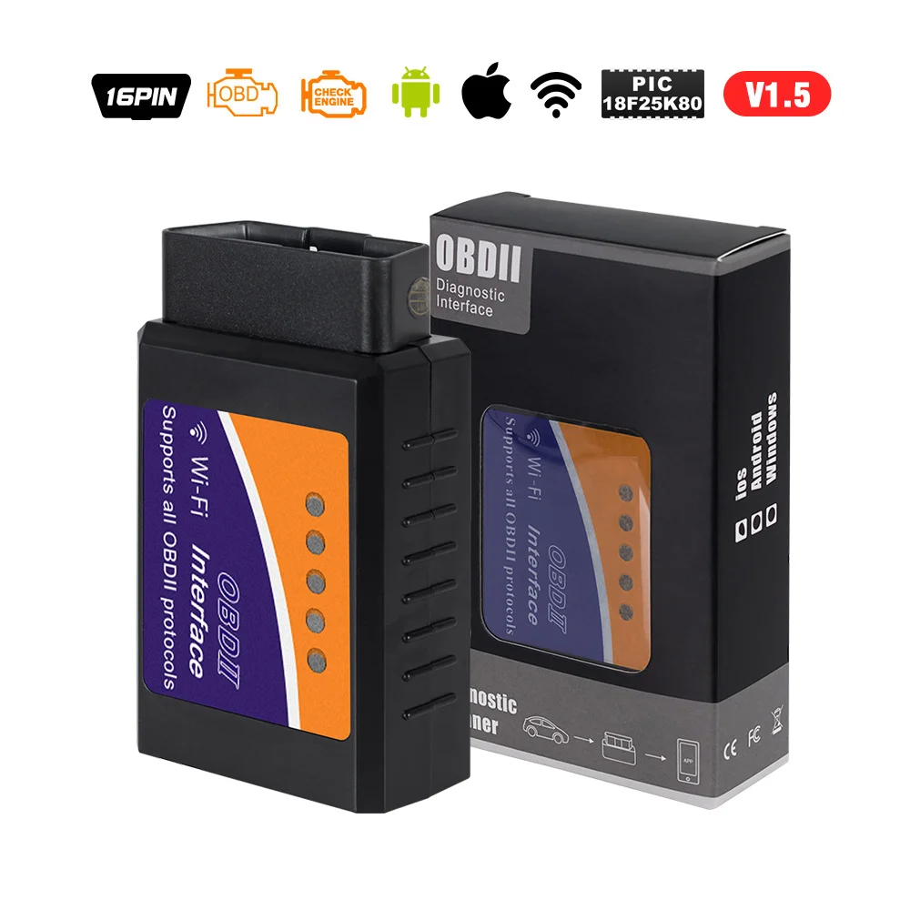 Супер Мини ELM327 Bluetooth V1.5 PIC18F25K80 OBD II ELM 327 сканер usb ELM327 V2.1 wifi Android/IOS obd2 считыватель кодов - Цвет: WIFI V1.5