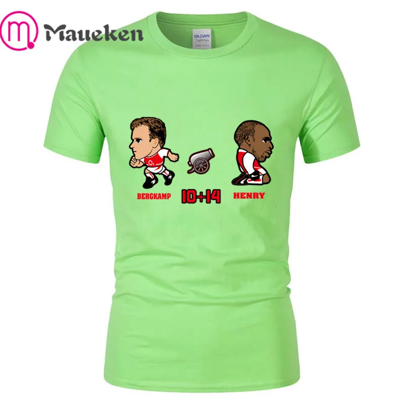 Новинка; крутая футболка в стиле хип-хоп с героями мультфильмов «Бергкамп и Генрих»; хлопковая футболка с короткими рукавами для фанатов «arsenal gunner» - Цвет: LIGHT GREEN