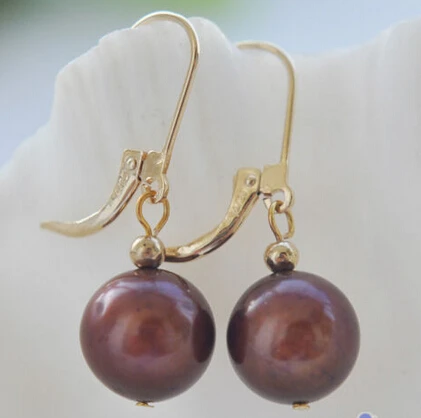 

hot sell new - free shipping 00200 coffee round FRESHWATER PEARL DANGLE EARRING