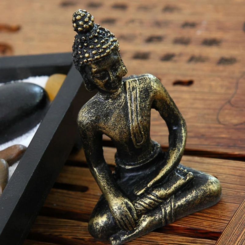 JX-LCLYL Zen Garden Sand Kit Relax Spiritural Meditation Decor Buddha Tealight Holder