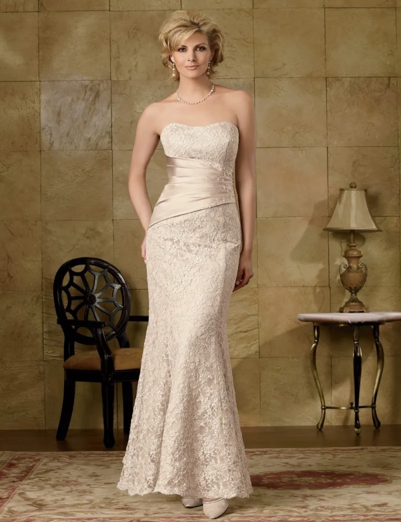 2014 Best Selling Wedding Guest Dress Elegant Champagne Lace Wedding Event Dress Mother of the