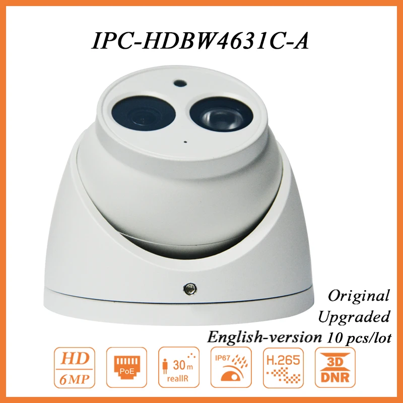 

Dome Surveillance Camera IPC-HDW4631C-A 6MP HD POE IP Camera Home CCTV Security Systems 3D DNR IR50m 10 pcs/lot