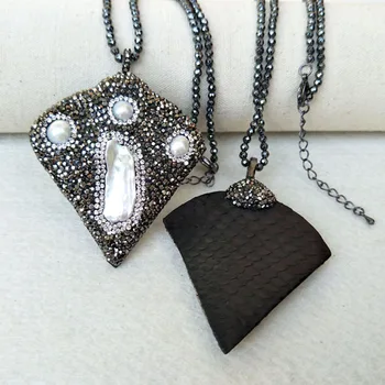 

3 Strands Hematite beads necklace,Nature Pearl arrow Pave Crystal Rhinestone Pendant Charms Jewelry necklaces For women NK278