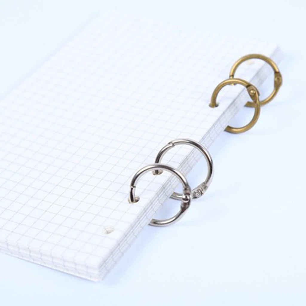 Set of 10 Pieces Metal Paper Blinder Split Rings Golden Single Ring Loose Leaf DIY Travel Notebook, Photo Album and Scrapbooking
