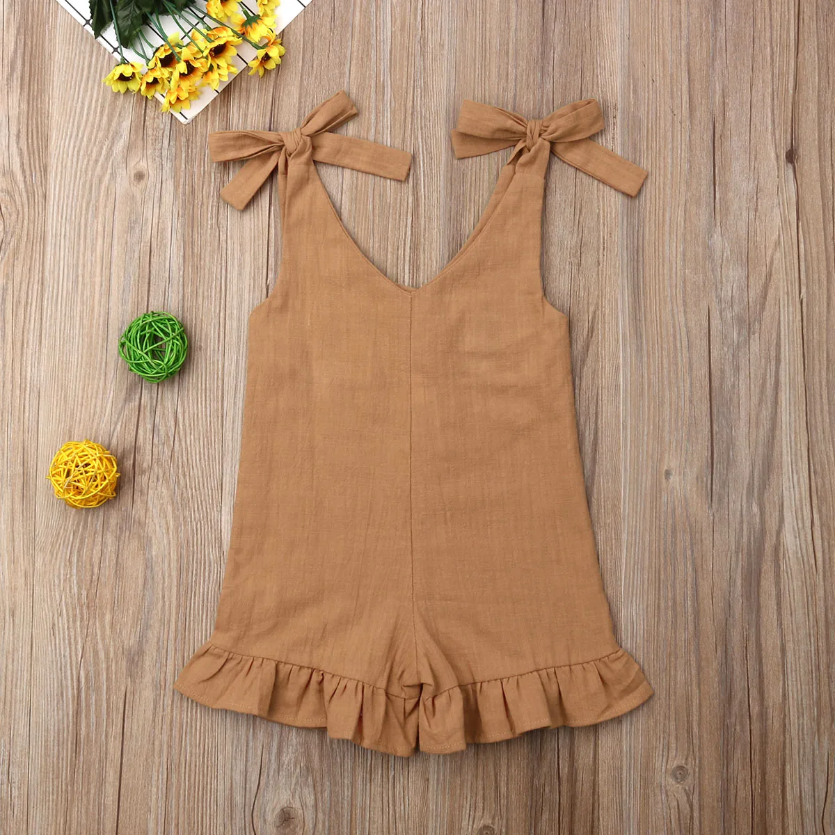 Kids Jumpsuit 1-6Yyears Kids Baby Girl Summer Solid Ruffle Romper Jumpsuit Overalls Outfits Sunsuit