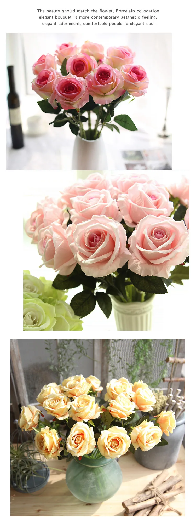 Dream House DH винтажная роза Свадебная имитация Botany фланелет бархатная Роза искусственные цветы для домашнего декора