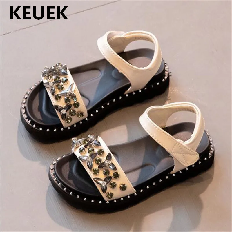 

New Summer Rhinestone Sandals Girls Princess Shoes Children Casual Beach Shoes Baby Toddler Flat Kids Sandals Student 041