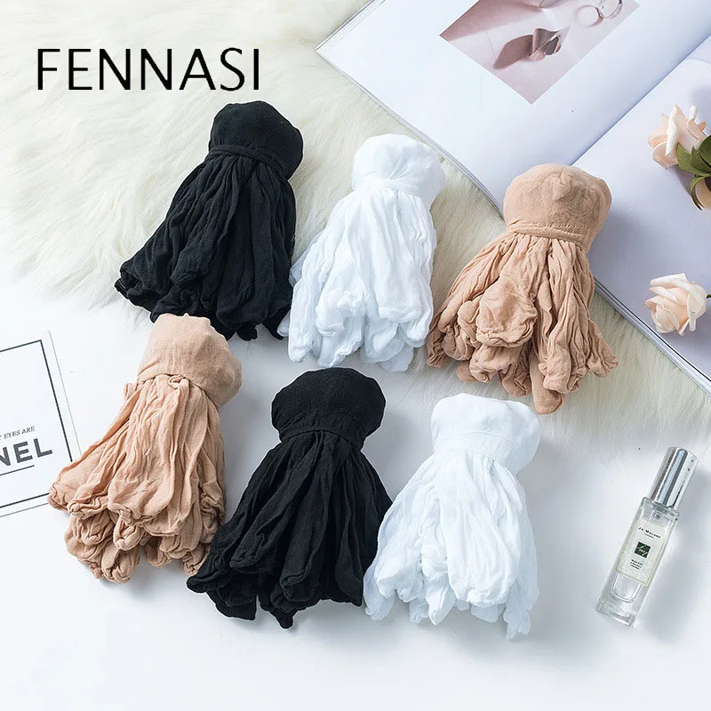 

Summer Silk Women Socks Transparent Short Ankle Socks White Nylons Lady Breathable High Elastic Casual Socks Female FENNASI