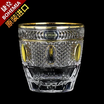 

Czech imported BOHEMIA crystal glass cup of wine, whiskey liquor liquor cup ocean 22K gold
