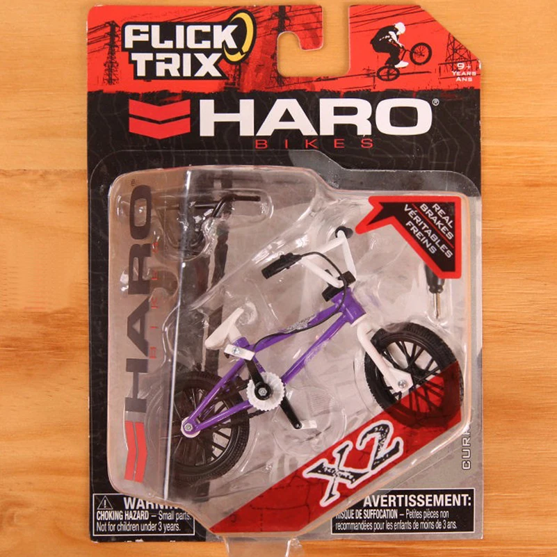Purple HARO Mini Finger BMX Bicycle Flick Trix Finger Bikes Toys Tech