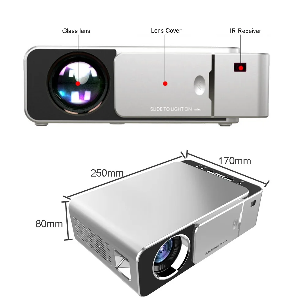 T6 светодиодный hd-проектор 1280x720 p дополнительно Android 7.1.2 Портативный HDMI USB 1080 p Проектор для домашнего кинотеатра Bluetooth WI-FI штепсельная вилка ст...