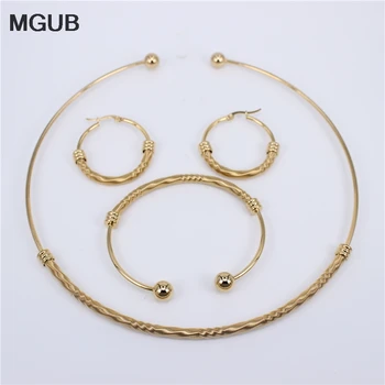 

Stainless Steel Jewelry Sets Women Necklace Bracelet Earrings Fashion Jewelery Wedding Accessories Women Party Gift LH744