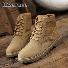 Кожа Мужские ботинки осень-зима ботильоны Нескользящая модная обувь Обувь На Шнуровке Для мужчин высокое качество Винтаж Мужская обувь KS316