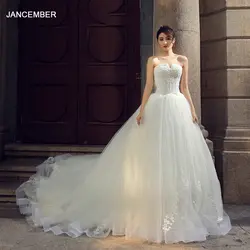 J66251 jancember свадебное платье для женщин со шлейфом на шнуровке сзади вечернее платье без бретелей изящные свадебные платья robe de mariee 2019