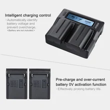 NP-F970 Dual Channel Digital Camera Battery Charger w/ LCD Display for Sony NP-F550/F750/F950/ NP-FM50/FM500H/QM71