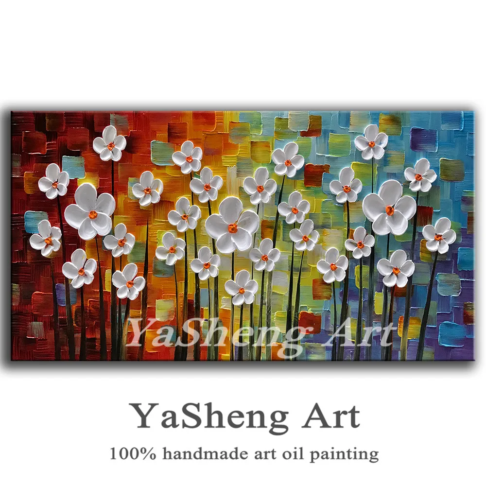 

100% Hand-painted Oil Painting on Canvas Palette knife Flowers Paintings House living room Decor Wall Abstract Art Picture