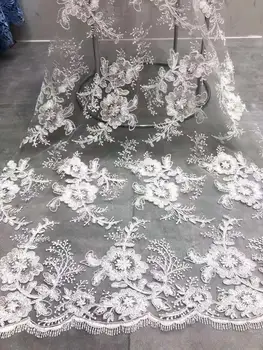 

High-density water-soluble thread embroidered French mesh gauze sequins African lace Nigeria fabric 5 yards suitable for wedding