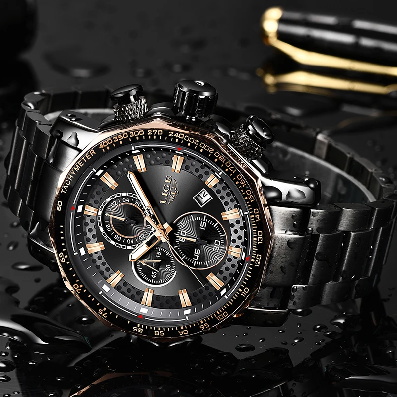 2019 New Watch Men LIGE Mens Watches Top Brand Luxury Men's Sport Quartz Clock Male Military Waterproof Chronograph Montre Homme