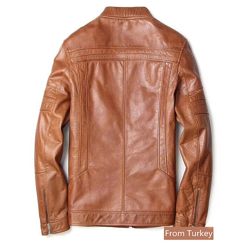 Discount Abou Anbow Hand rubbing Turkish Cowhide Genuine Leather Jacket Mens Moto & Biker Short Model High-quality Overcoat Plus Suze 2