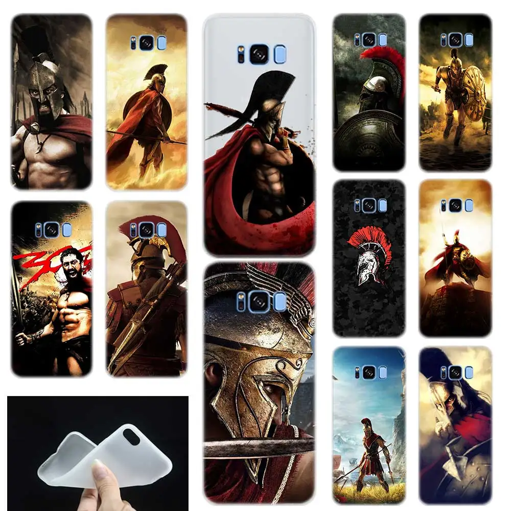 

Sparta Pattern Soft TPU Silicone Phone Back Case Cover For Samsung Galaxy S6 S7 Edge S8 S9 Plus S10 plus lite m10 M20 Note 8 9