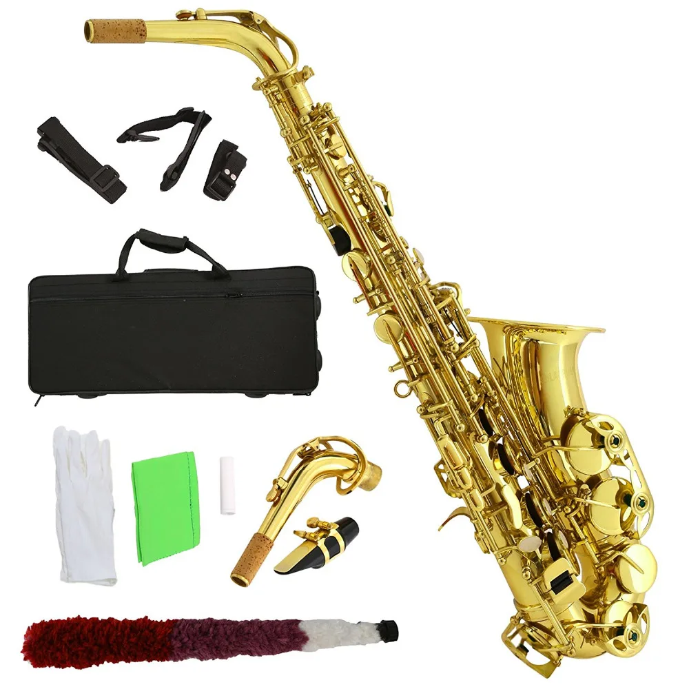 Ostrich School Professional Paint Gold Alto Eb Sax Saxophone w/Case