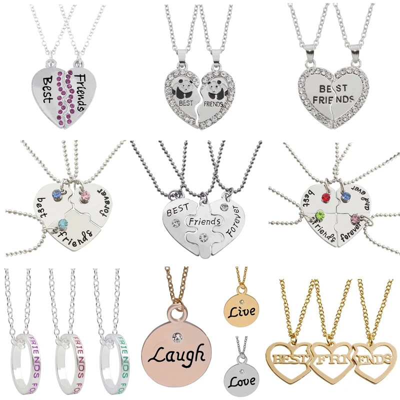 

Fashion New Stitching Heart Pendant Charm Female BFF Best Friend Chain Necklace Taiji Animal Heart-Shaped Necklace Pendant Gift