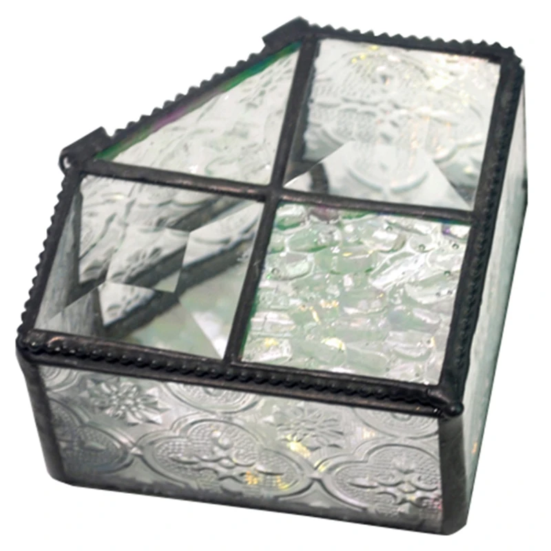

Retro Heart-Shaped Classical European Earrings Glass Display Box Vintage Jewelry Box Small Wedding Ring Storage Box