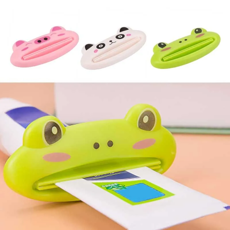 ISHOWTIENDA 1PCS 9cm x 4 cm Cute Animal Bathroom Home Tube Rolling Holder Toothpaste Squeezer Easy Cartoon Toothpaste Dispenser