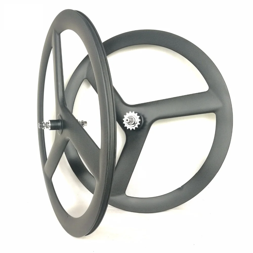 Углеродные колеса CarbonWheel с фиксированной передачей 3 Спицы 700c 3k UD матовые