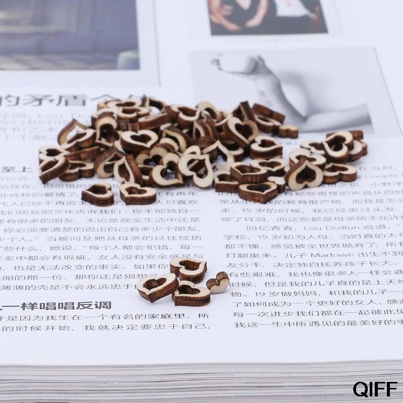 100pc Laser Cut Wood Heart Shape Embellishment Wooden Shape Craft Wedding Decor