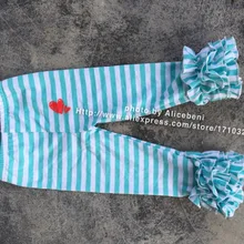 Зимняя детская одежда вязаные хлопковые брюки детские штаны Штаны для детей пальто для маленьких детей, Детский комбинезон в полоску, для девочек, штаны с тремя рядами оборок