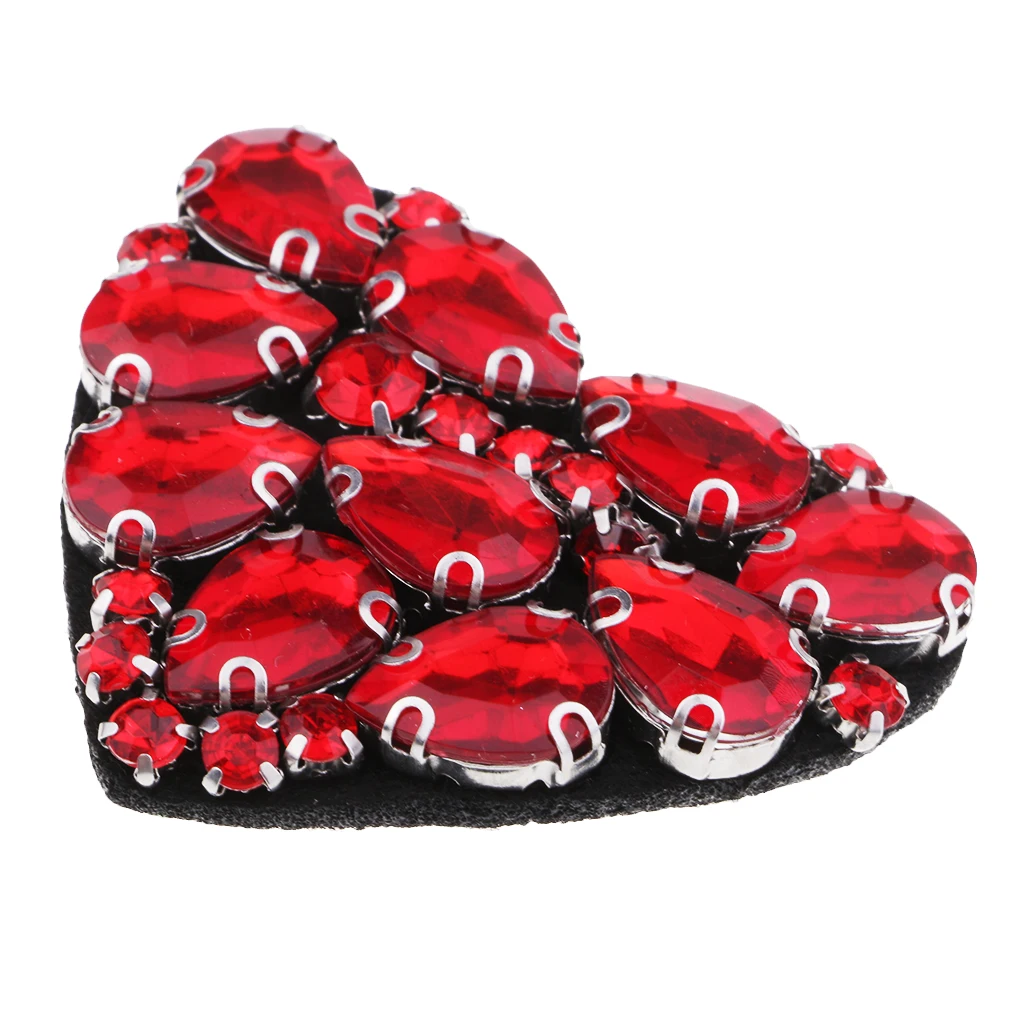 Red Heart Beaded Rhinestones Patch Sew on Patch Embroidered Patch Applique Decoration